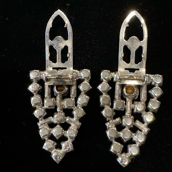 Vintage Clear Rhinestone Dress Clips Marked STERLING AS-IS - Picture 4 of 9